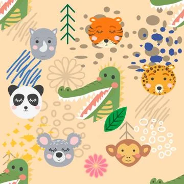 Forest animal seamless pattern. hand drawn illustration Stock Illustration