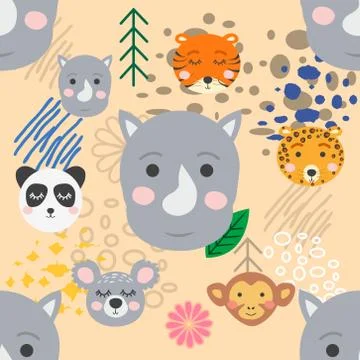 Forest animal seamless pattern. hand drawn illustration Stock Illustration
