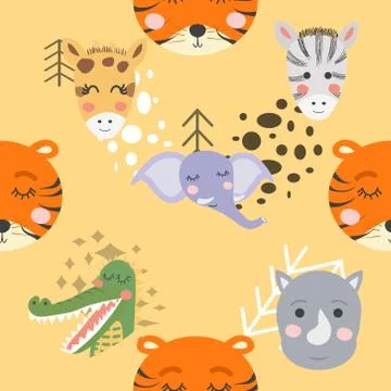 Forest animal seamless pattern. hand drawn illustration 스톡 일러스트