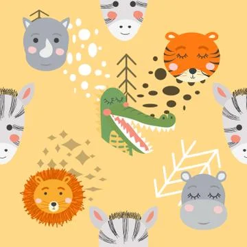 Forest animal seamless pattern. hand drawn illustration 스톡 일러스트