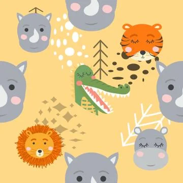Forest animal seamless pattern. hand drawn illustration Stock Illustration