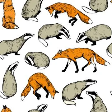 Forest animals pattern Stock Illustration