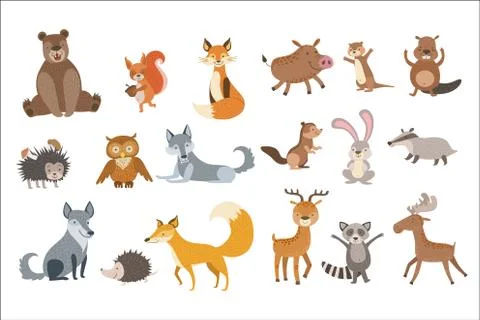 Forest Animals Set Illustrazione stock
