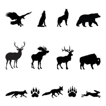 Forest Animals Silhouettes Illustrazione stock