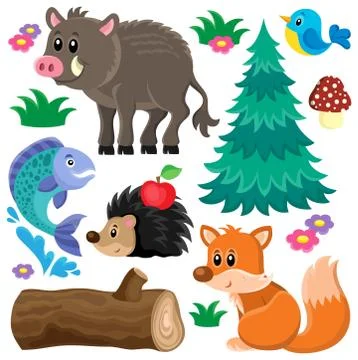 Forest animals theme set - eps10 vector illustration. Stock Illustration