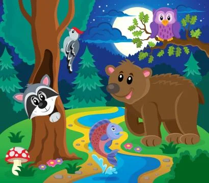 Forest animals topic image - eps10 vector illustration. Stock Illustration