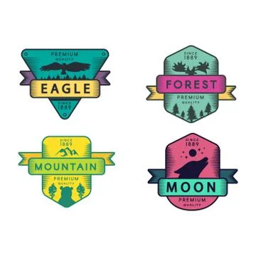 Forest animals vector logo templates set Stockillustratie