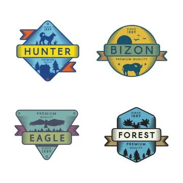 Forest animals vector logo templates set Stock Illustration