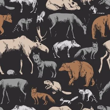 Forest animals. Vector pattern. Stock Illustration