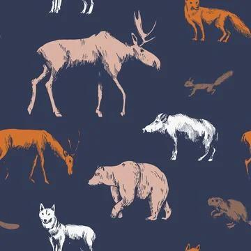 Forest animals. Vector pattern Illustrazione stock