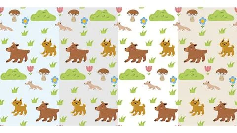 Forest Animals Vector Seamless Pattern Illustrazione stock