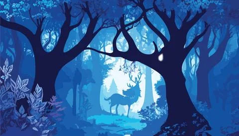 Forest Art Glow Deer Vector illustration Design Stock Illustration