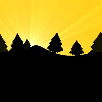 Forest background creative sun design Stock Illustration