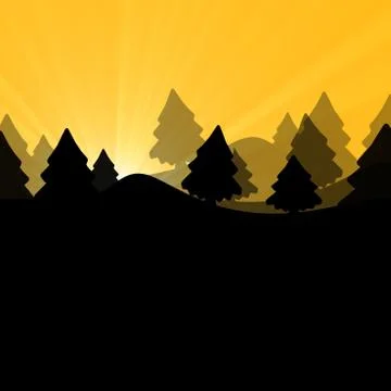 Forest background creative sun design Stock Illustration