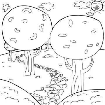 Forest background outline Stock Illustration