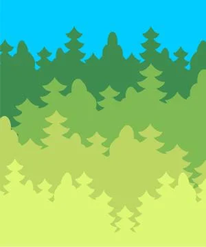 Forest background. Thickets are trees. Vector illustration. Stock Illustration