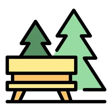 Forest bench icon vector flat イラスト素材