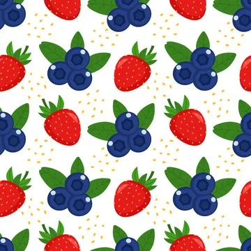 Forest berries seamless pattern. Vector illustration of blueberries Illustrazione stock