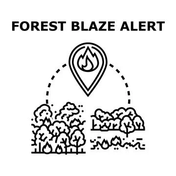 Forest blaze alert location tracking environmental disaster Stock Illustration