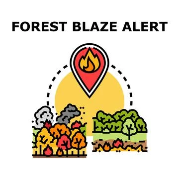 Forest blaze alert location tracking environmental disaster Stock Illustration