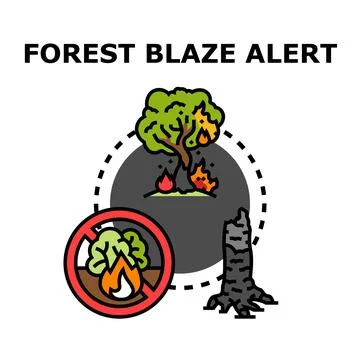 Forest blaze alert preventing wildfire disaster Ilustração Stock