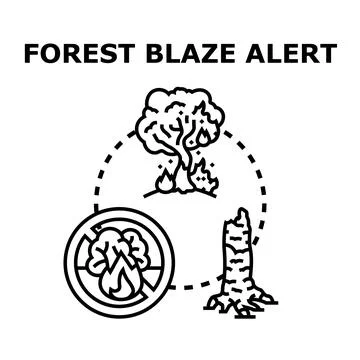 Forest blaze alert preventing wildfire disaster Ilustração Stock