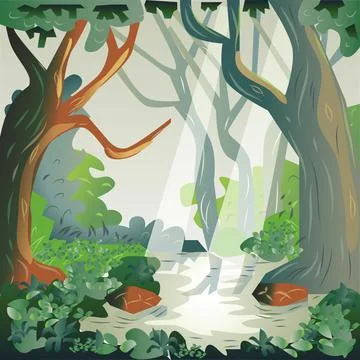 Forest Botanical Landscape Vector Illustration Stock Illustration