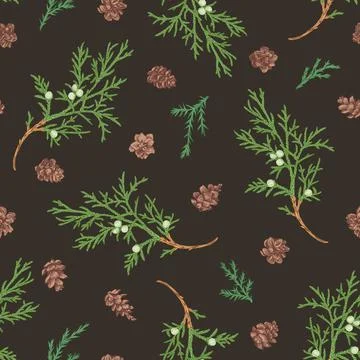 Forest botanical seamless pattern. Illustrazione stock