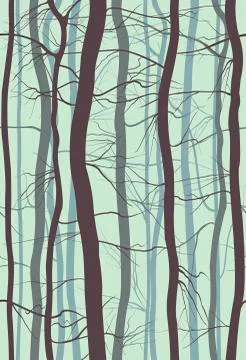 Forest Branches seamless pattern. Fog in spring, winter bare trees vector. 스톡 일러스트