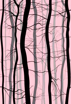 Forest Branches seamless pattern. Fog in spring, winter bare trees vector. Illustrazione stock