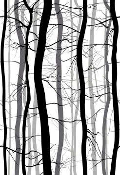 Forest Branches seamless pattern. Monochrome , winter bare trees vector. Stock-Illustration