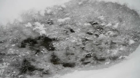 Forest brook. The flow of brook beneath the ice. Siberia. Russian Federation. 库存影片 63629664