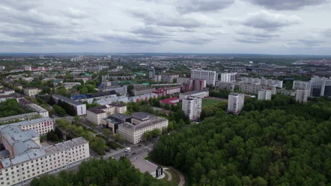 Forest, buildings and clouds Stock Footage 219849371