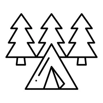 Forest Camping Line Icon Stock Illustration