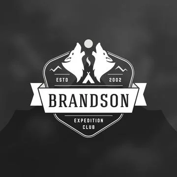 Forest camping logo emblem vector illustration. Stock Illustration
