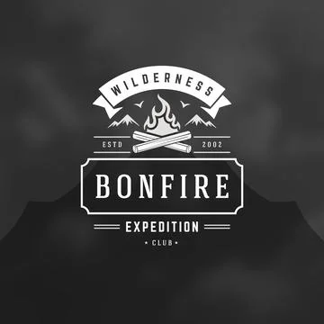 Forest camping logo emblem vector illustration. Stock Illustration