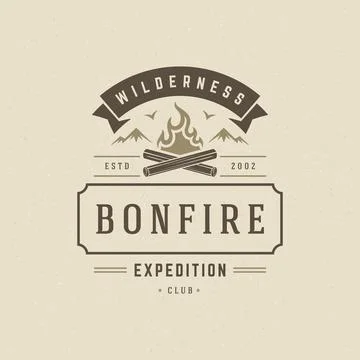 Forest camping logo emblem vector illustration. Stock Illustration