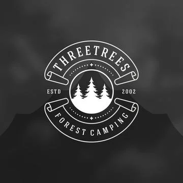 Forest camping logo emblem vector illustration. Illustrazione stock