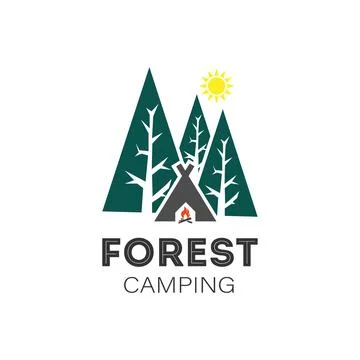 Forest camping logo on a white background Stock Illustration