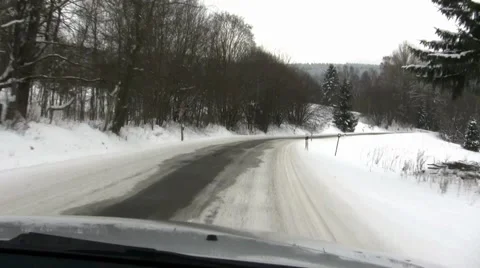 Forest Car Ride in Winter w Snow#15, Steady Video stock 50056643