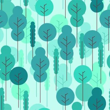 Forest cartoon pattern seamless. Wildlife background. Nature ornament. Baby c Stock Illustration