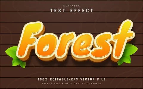 Forest cartoon style text effect Stock Illustration