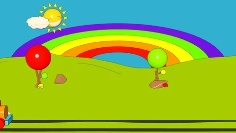 Forest Cartoon train Stock Footage 106839035