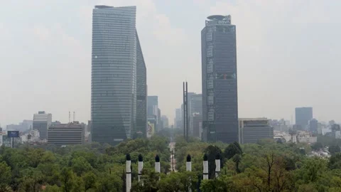 The forest of Chapultepec and Paseo de la Reforma Stock Footage 157632901
