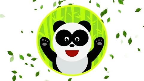 Forest circle with a happy panda inside showing good attitude smiling with red Stock Footage 131682451