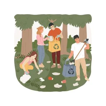 Forest clean up isolated cartoon vector illustration. Ilustración de archivo
