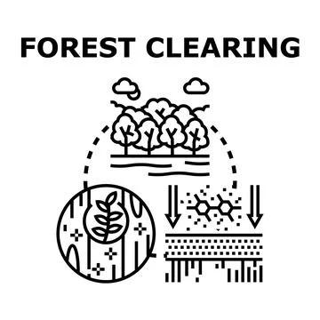 Forest clearing and deforestation process concept illustration Stock Illustration