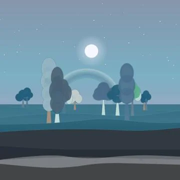 Forest clearing with, and right drift fog Stock Illustration