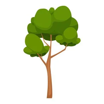 Forest comic tree, detailed and textured in cartoon style isolated on white Stock Illustration
