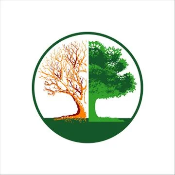 Forest conservation logo design vector silhoutte of broken tree to bloom illu Illustrazione stock